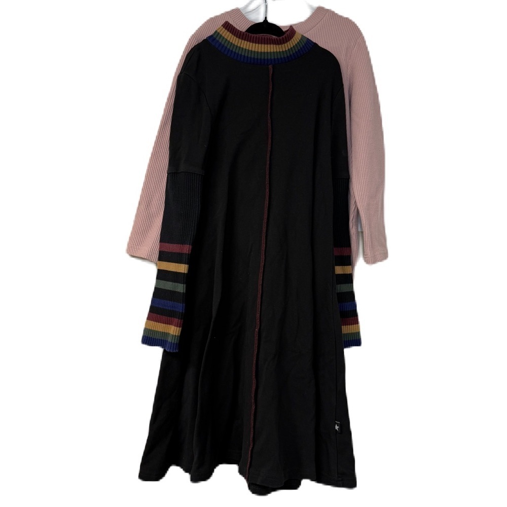 Girls bundle Black Dress with Colorful Striped Sleeves size 8/10